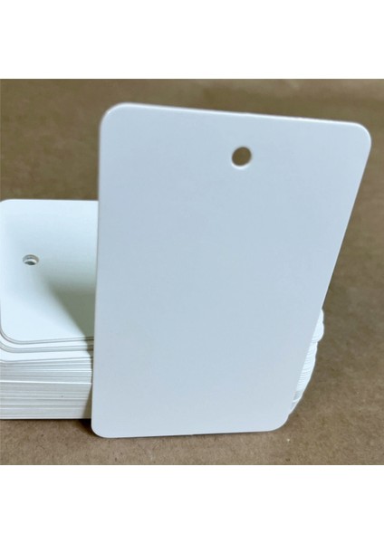 100 Adet 5,2 x 8,4 cm Baskısız Kart Kartvizit Not Kartı Hediye Notu Oval Köşeli Delikli