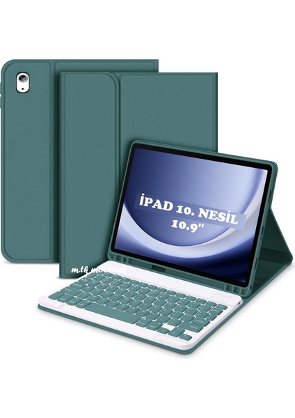 Apple İpad 11.Nesil A16 2025/10. Nesil Uyumlu Tablet Klavyeli Kılıf Kablosuz Bluetooth Özellikli Manyetik Standlı Kapak A3354 A3355 A3356