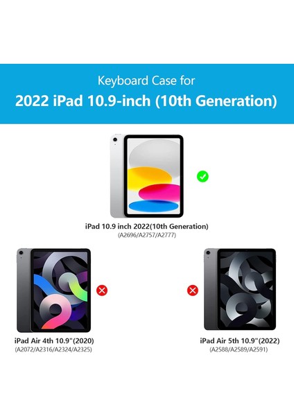 Apple İpad 11.Nesil A16 2025/10. Nesil Uyumlu Tablet Klavyeli Kılıf Kablosuz Bluetooth Özellikli Manyetik Standlı Kapak A3354 A3355 A3356 fırsatları