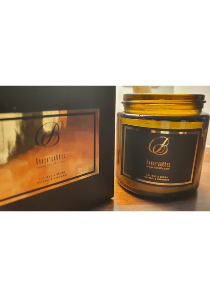 Beratts| Amber Şişe Çilek Esanslı Soya Wax Doğal Mum 100ML