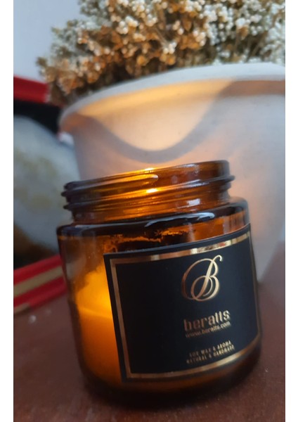 Beratts| Amber Şişe Çilek Esanslı Soya Wax Doğal Mum 100ML