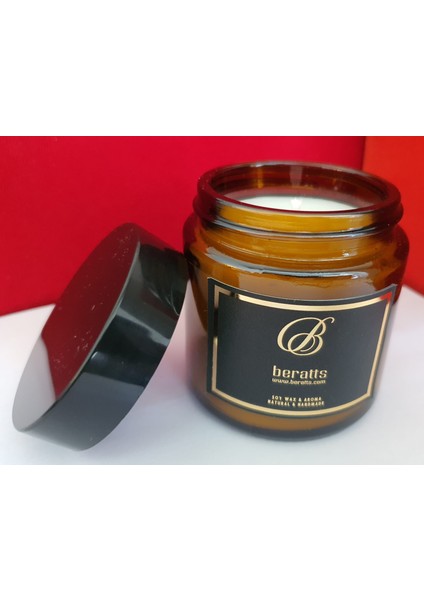 Beratts| Amber Şişe Çilek Esanslı Soya Wax Doğal Mum 100ML