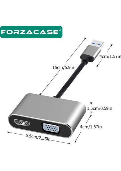 2in1 USB To HDMI VGA Adaptör 1080P Görüntü Aktarıcı Kablo Adaptör - FC452