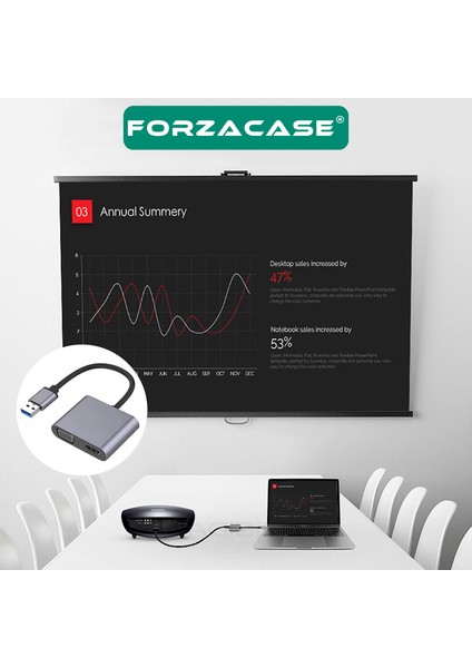 2in1 USB To HDMI VGA Adaptör 1080P Görüntü Aktarıcı Kablo Adaptör - FC452