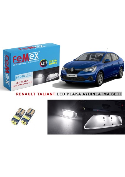 Renault Taliant LED Plaka Aydınlatma Ampul Seti Femex Parlak Beyaz