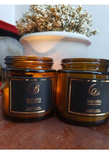 Beratts| Amber Kavanoz Doğal Lavanta Kokulu Soya Wax Mum 100ML modelleri