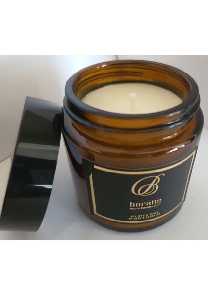 Beratts| Amber Kavanoz Doğal Lavanta Kokulu Soya Wax Mum 100ML indirimleri