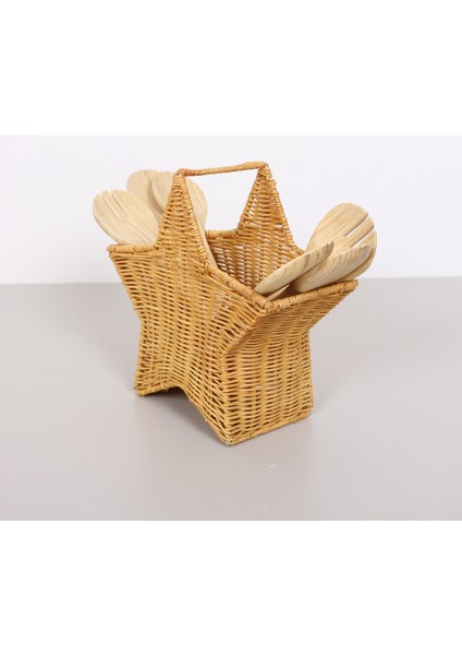 Bohem Rattan Yıldız Çatallık ve Kaşıklık 26X17, Iskandinav, Modern