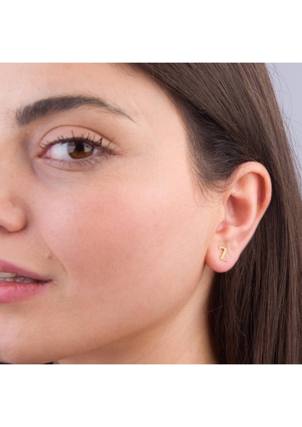 14 Ayar Altın Z Harf Küpe 0,45 gr modelleri