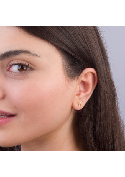 14 Ayar Altın B Harf Küpe 0,45 gr modelleri