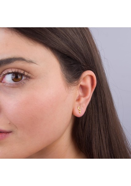 14 Ayar Altın Ş Harf Küpe 0,46 gr modelleri