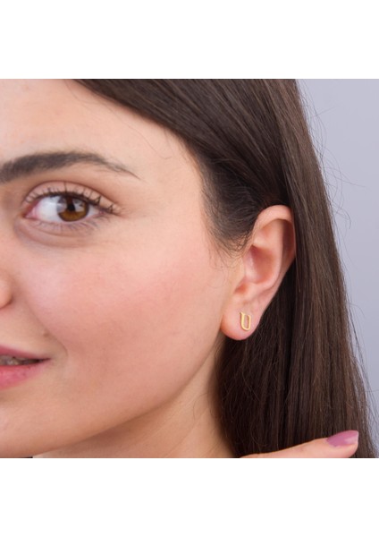 14 Ayar Altın U Harf Küpe 0,48 gr