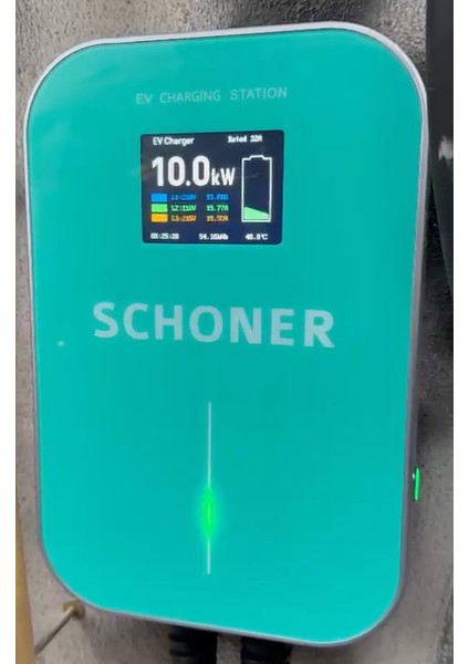 SCHONER 22KW Elektrikli Araç Şarj İstasyonu 6.1 Metre Tip2 Kablolu Trifaze/monofaze