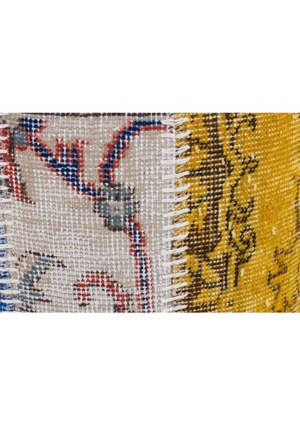 Gerçek El Dokuma Multi Rengi Patchwork Yuvarlak Puf