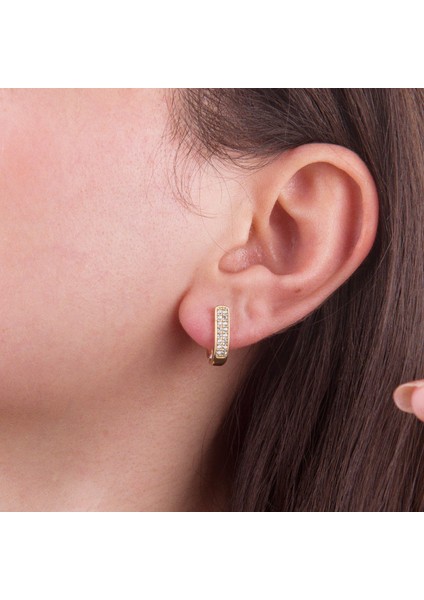 14 Ayar Çift Sıra Taşlı Altın Halka Küpe 1,83 gr fiyatları