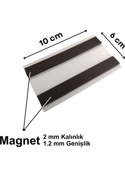 Şeffaf Etiket 10 Adet PVC C Tipi 6x10 cm Magnet Depo Ürün Etiketliği Şeffaf Mıknatıslı Etiketlik isimlik Raf Fiyat Etiketliği