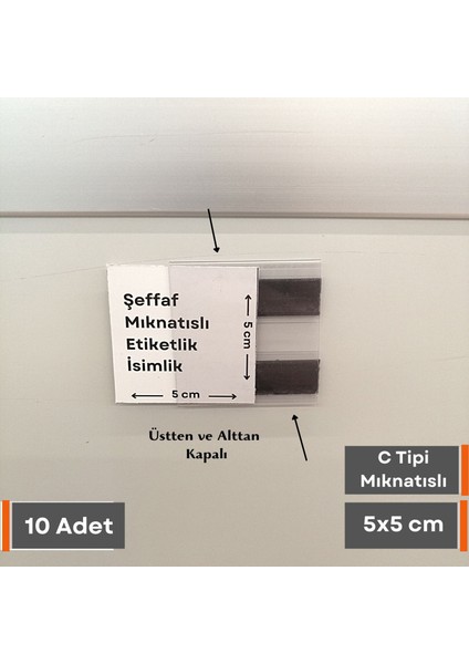 Şeffaf Etiket C Tipi Pvc Magnet Etiketlik Mıknatıslı Etiketlik