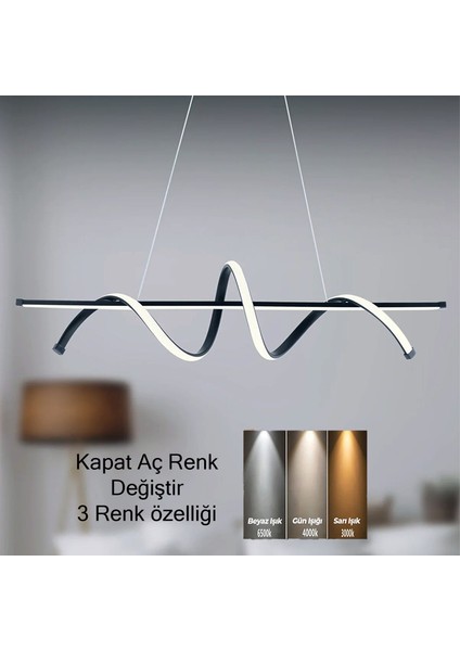 Supply Home Modern LED Kısılabilir Sarkıt Işık, Siyah 3 Renk Modu ve Mutfak, Yemek Odası Için Parlaklık Tavan Lambası