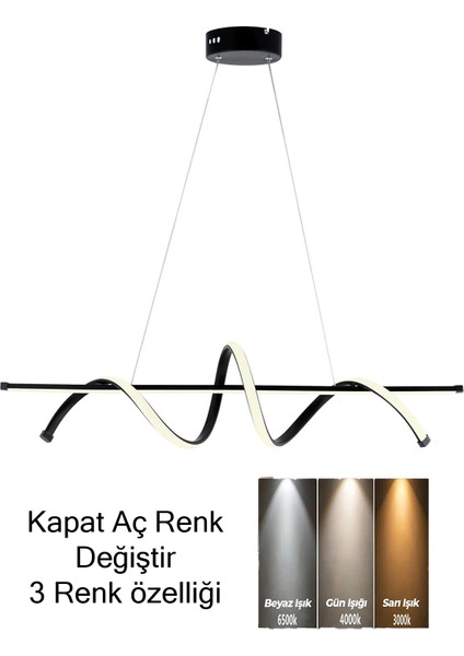 Supply Home Modern LED Kısılabilir Sarkıt Işık, Siyah 3 Renk Modu ve Mutfak, Yemek Odası Için Parlaklık Tavan Lambası