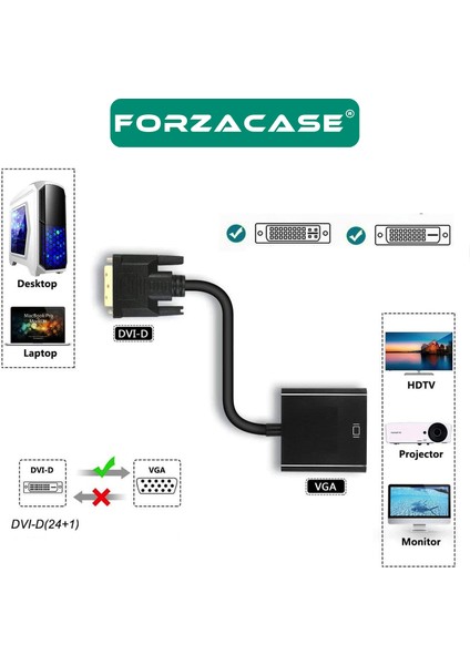 DVI To VGA 1080P 24+1 VGA Dönüştürücü Adaptör - FC472