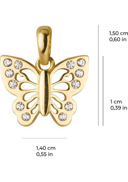 14 Ayar Taşlı Kelebek Altın Kolye Ucu 0,98 gr