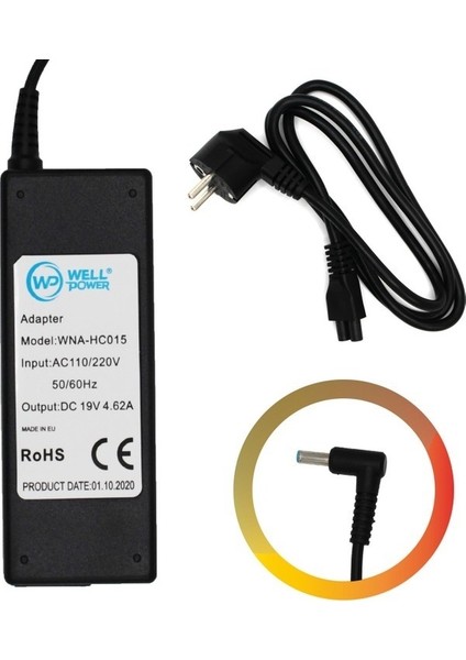 Hp Notebook Laptop Adaptörü 19V 4.62A 90W 4.5*3.0 mm Notebook Adaptörü