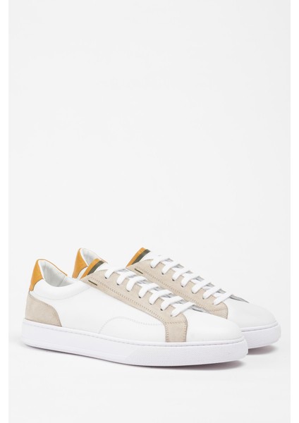 Cordoba Deri Beyaz Soft Bej Süet Erkek Sneaker Eva Hazır Taban Ayakkabı