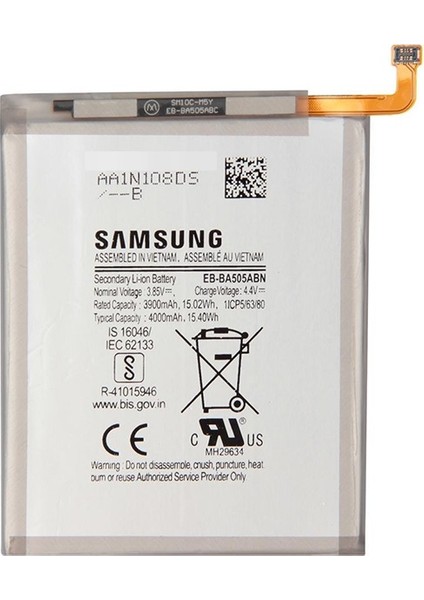 Ziyapaşa Teknoloji Samsung A50 (SM-A505F) 4000 mAh Servis Batarya Pil