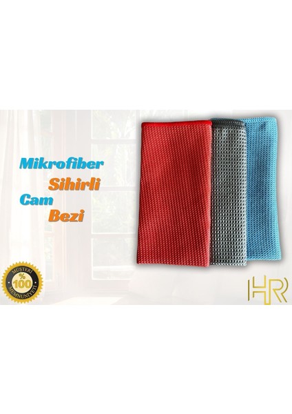 3'lü Mikrofiber Temizlik Bezi, Cam, Araba, Mutfak, Fiber Temizleme Bezi (40 x 40 Cm)