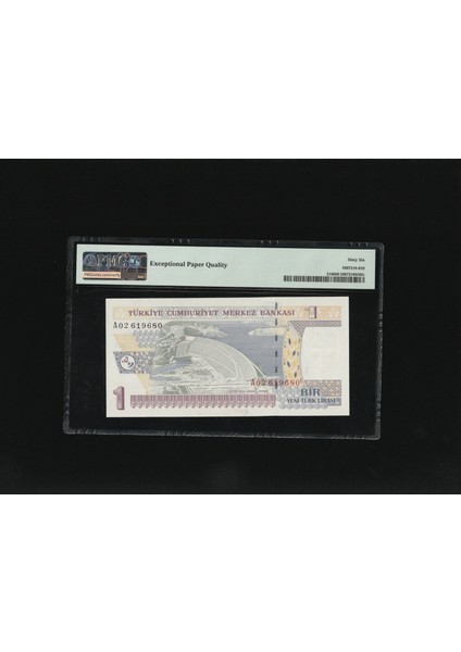 Bir Yeni Türk Lirası 1 Ytl P216 2005 Pmg 66 Epq Gem Unc S/n A29619828 / 8.ems 1. Tertip
