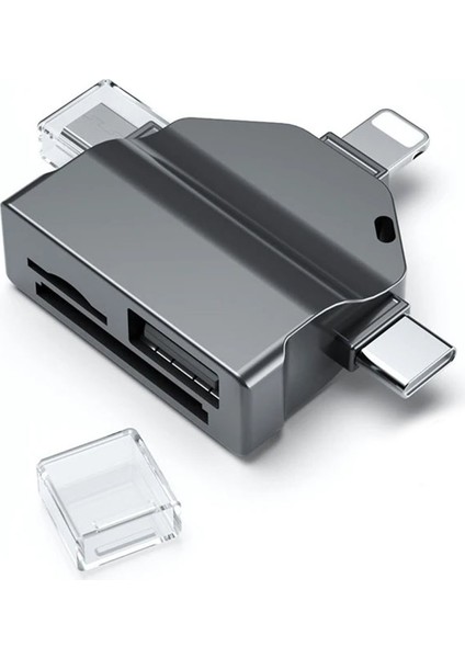Lightning Type-C Micro USB To USB Flash Bellek ve Sd / Tf Kart Okuyucu Adaptör - FC459