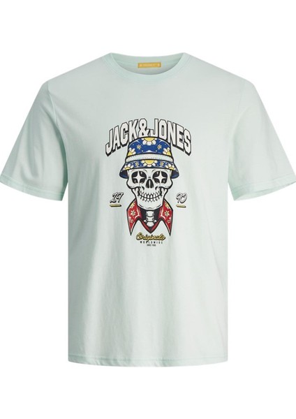 Jack & Jones Tshirt   Jorcoconut Skull Tee Ss Crew Neck Ln 12255192 Bulut