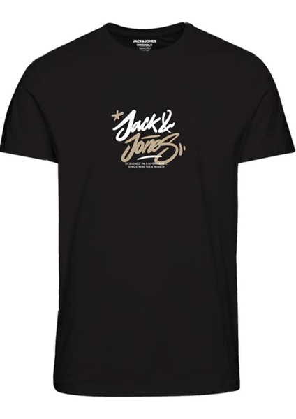 Jack & Jones Jorsequoıa Tee Ss Crew Neck 1 Fst 12258061 Siyah