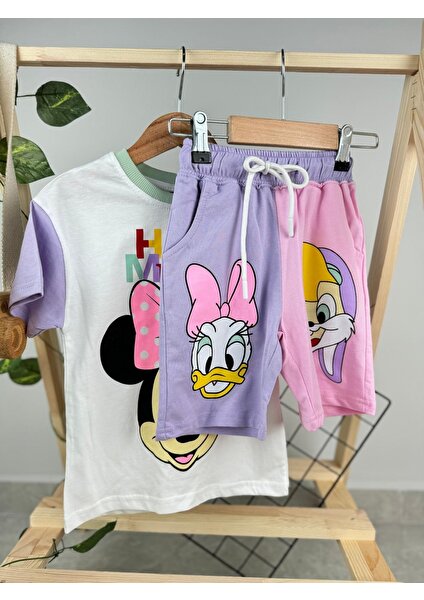 Zara Hey Minnie Yazlık Şortlu Rengarenk Ikili Takım