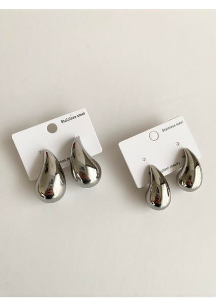 3cm Orijinal Boy Damla Çelik Küpe - Silver fiyatları