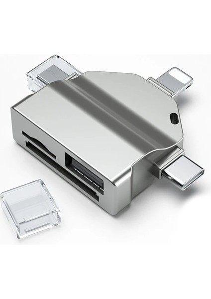 Lightning Type-C Micro USB To USB Flash Bellek ve Sd / Tf Kart Okuyucu Adaptör - FC459