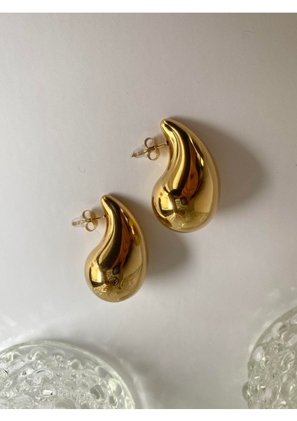3cm Orijinal Boy Damla Çelik Küpe - Gold fiyatları