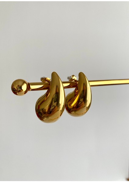 3cm Orijinal Boy Damla Çelik Küpe - Gold modelleri