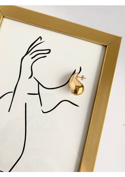 3cm Orijinal Boy Damla Çelik Küpe - Gold fırsatları
