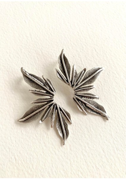 Özel Tasarım Antik Gümüş Kaplama Lilyum Çiçek Küpe