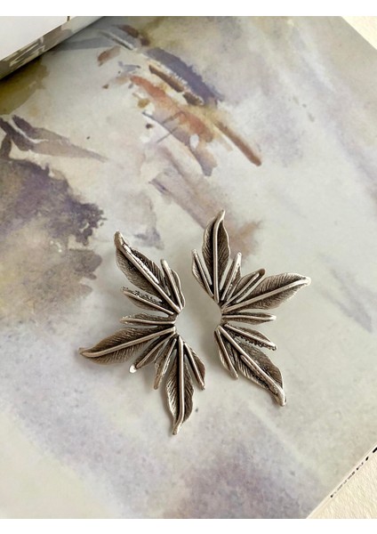 Özel Tasarım Antik Gümüş Kaplama Lilyum Çiçek Küpe modelleri