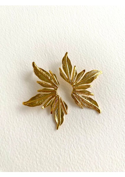 Özel Tasarım Parlak Kaplama Lilyum Çiçek Küpe