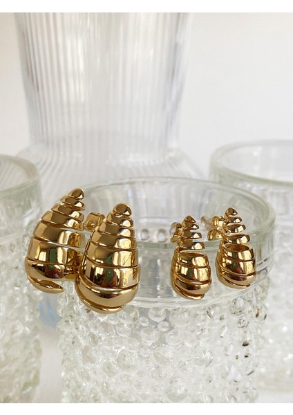 3cm Orijinal Boy Izgara Detaylı Damla Küpe - Gold fiyatları