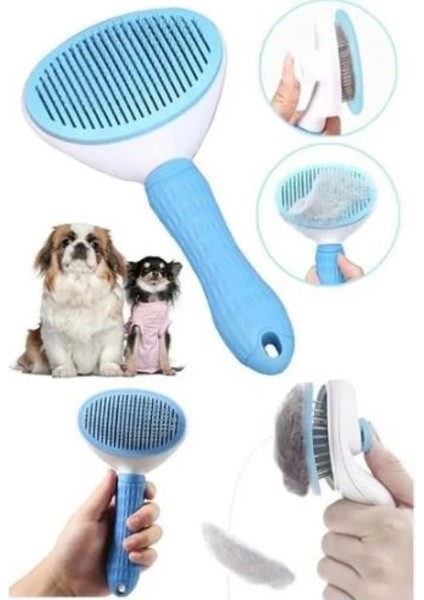Lüks Basmalı Kedi Köpek Tarak Mavi