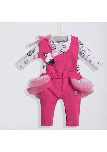 Kız Bebek Pembe Pamuk Salopet 2'li Takım