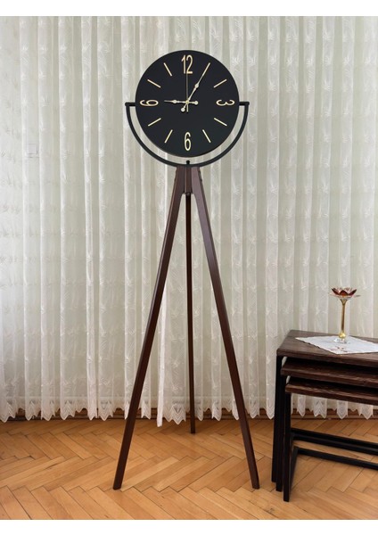 Tripod Ayaklı Ahşap Saat