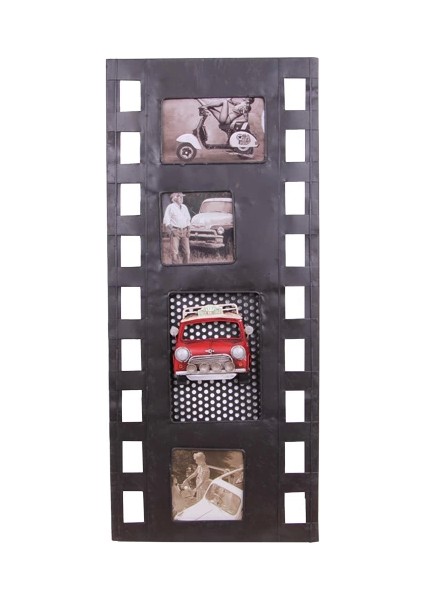Dekoratif Metal Çerçeve Film Şeridi Temalı Dörtlü