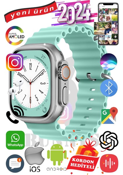 Lg Uyumlu Akıllı Saat Ultra Max 2024 Kordon Hediyeli Amoled Ekran