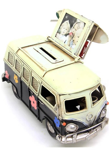 Dekoratif Metal Minibüs Çerçeveli ve Kumbaralı fırsatları