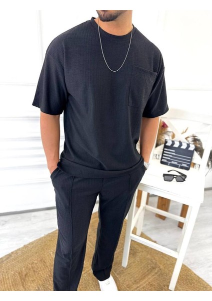 T-Shirt Nefes Alabilen Terletmez Kumaş Bisiklet Yaka Oversize Tshirt Cepli Tişört